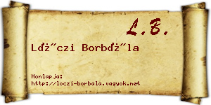 Lóczi Borbála névjegykártya